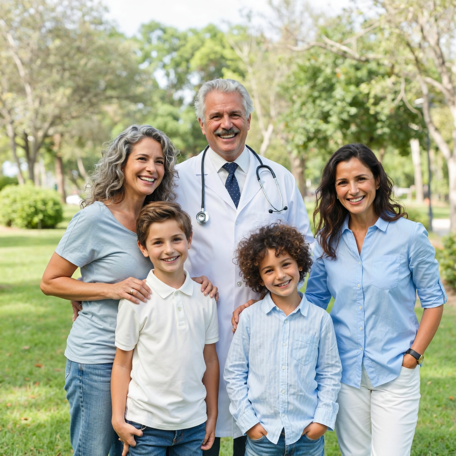 Família feliz protegida pela Evogard Saúde